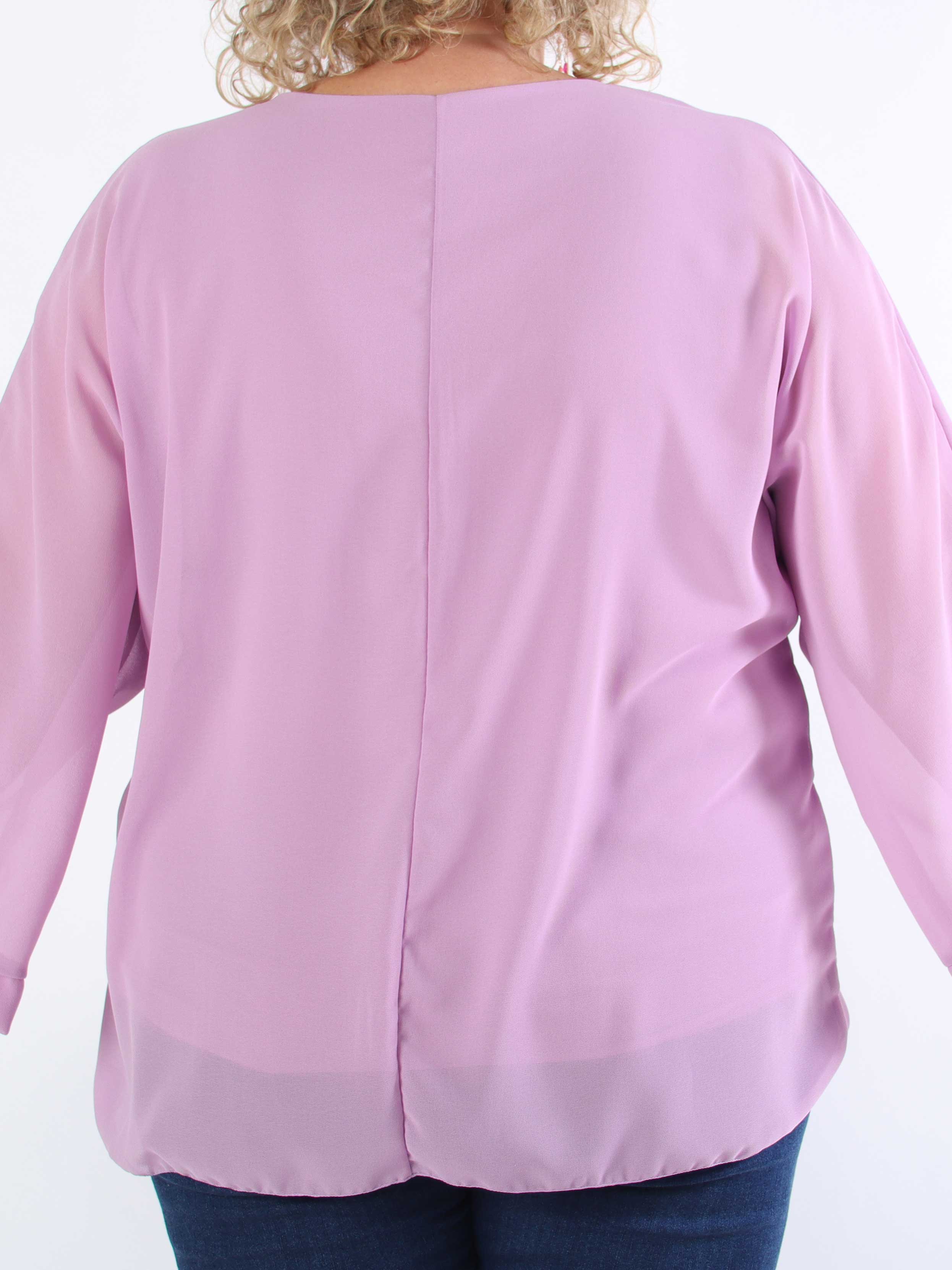 Flores - Plus size-tunika med chiffonglager och halvgenomskinliga ärmar